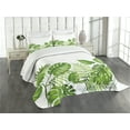 thumbnail image 1 of Ambesonne Leaf Quilted Bedspread Set 3 Pcs, Foliage Swirls Botanic, Queen Size, Pale Green, 1 of 5