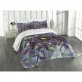 thumbnail image 1 of Ambesonne Leaf Quilted Bedspread Set 3 Pcs, Grunge Futuristic Mandala, Queen Size, Multicolor, 1 of 5