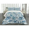 thumbnail image 1 of Ambesonne Leaf Quilted Bedspread Set 3 Pcs, Hawaiian Flowers Palm Tree, King Size, Dark Blue Lilac, 1 of 5