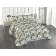 thumbnail image 1 of Ambesonne Leaf Quilted Bedspread Set 3 Pcs, Leaves Pattern Forest Tree Art, Queen, White Soft Blue and Khaki, 1 of 4