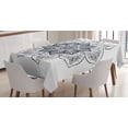 thumbnail image 1 of Ambesonne Leaf Tablecloth Rectangular Table Cover, Bohemian Form, 60"x90", Dark Petrol Blue White, 1 of 4