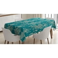 thumbnail image 1 of Ambesonne Leaf Tablecloth Rectangular Table Cover, Roses on Blossoming Branches, 52"x70", Teal Beige, 1 of 4