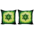 thumbnail image 1 of Ambesonne Leaf Throw Pillow Cover 2 Pack, Esoteric Mandala Art, 18", Emerald Lime Green, 1 of 7