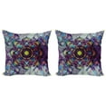 thumbnail image 1 of Ambesonne Leaf Throw Pillow Cover 2 Pack, Grunge Futuristic Mandala, 24", Multicolor, 1 of 2
