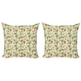 thumbnail image 1 of Ambesonne Leaf Throw Pillow Cover 2 Pack, Hawaiian Aloha Hibiscus, 16", Peach Salmon Green, 1 of 2