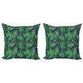 thumbnail image 1 of Ambesonne Leaf Throw Pillow Cover 2 Pack, Watercolored Forest Leaves, 24", Forest Green Dark Green, 1 of 5