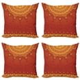 thumbnail image 1 of Ambesonne Leaf Throw Pillow Cover 4 Pack, Traditional Saree, 20", Marigold Orange, 1 of 7