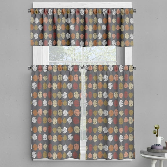 Ambesonne Leaf Valance & Curtain, Autumnal Fall Foliage Leaves, 55"x24", Taupe Multicolor