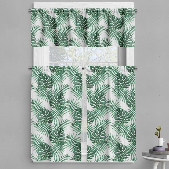 Ambesonne Leaf Valance & Curtain, Palm Mango Banana Tree, 55"x30", Forest Green