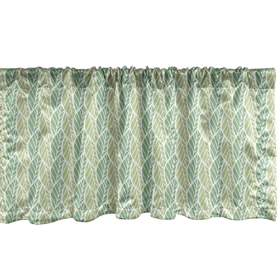 Ambesonne Leaf Window Valance, Pastel Design Jungle Leaves, 54" X 18", Peacock Green