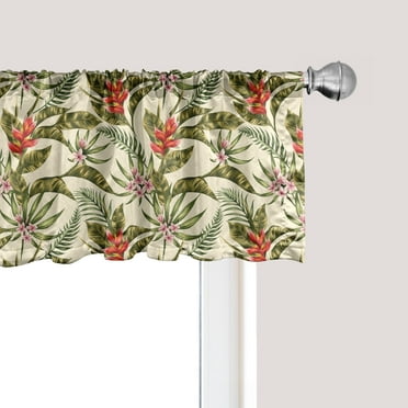 Ambesonne Leaf Window Valance, Romantic Aloha Vintage, 54" X 18", Multicolor