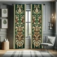 thumbnail image 1 of Ambesonne Leafy Art Curtains 2 Panel Set, Modern Baroque Leaves, Pair of - 28" x 95", Hunter Green Pastel Brown, 1 of 4
