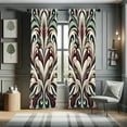 thumbnail image 1 of Ambesonne Leafy Art Curtains 2 Panel Set, Victorian Curlicue Leaves, Pair of - 28" x 84", Green Maroon Eggshell, 1 of 4