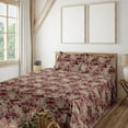 thumbnail image 1 of Ambesonne Leafy Design Fitted & Flat Sheet with Shams 4 Pcs Set, Abstract Dreamy Leaf, Full, Pale Camel Coral Ruby, 1 of 5