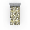 thumbnail image 1 of Ambesonne Leafy Design Fitted Sheet, Modern Leaves Exotic, Twin XL Size, White Pale Olive Green, 1 of 5