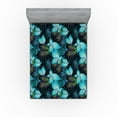 thumbnail image 1 of Ambesonne Leafy Design Fitted Sheet, Night Jungle Leaves, King Size, Turquoise Lime Green, 1 of 5