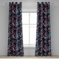 thumbnail image 1 of Ambesonne Leafy Design Grommet Curtain, Modern Tropical Leaves, 50"x120", Dark Coral Slate Blue, 1 of 1