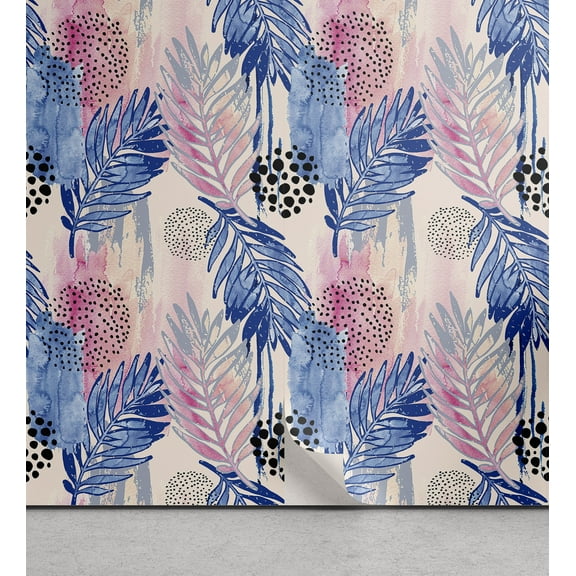 Ambesonne Leafy Design Peel & Stick Wallpaper for Home, Exotics Leaf Shapes, 13"x36", Dark Lavender Soft Pink