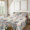 thumbnail image 1 of Ambesonne Leafy Pattern Fitted & Flat Sheet with Sham 3 Pcs Set, Art Tropical Leaves, Twin XL, Coral Dark Yellow White, 1 of 5