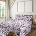 thumbnail image 1 of Ambesonne Leafy Pattern Fitted & Flat Sheet with Sham 3 Pcs Set, Leaves Cottagecore, Twin XL, Eggplant Pale Lavender, 1 of 5