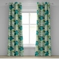 thumbnail image 1 of Ambesonne Leafy Pattern Grommet Curtain, Tropical Leaves Boho, 50"x84", Sea Blue Almond Green, 1 of 1