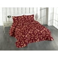 thumbnail image 1 of Ambesonne Leafy Pattern Quilted Bedspread Set 3 Pcs, Autumn Leaves Dots, Twin, Burgundy Pale Ruby, 1 of 4