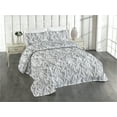 thumbnail image 1 of Ambesonne Leafy Pattern Quilted Bedspread Set 3 Pcs, Simple Forest Leaves, King, Pale Grey White, 1 of 4