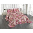 thumbnail image 1 of Ambesonne Leafy Pattern Quilted Coverlet 3 Pcs, Romantic Leaves Print, King Size, Purple Grey Magenta, 1 of 4