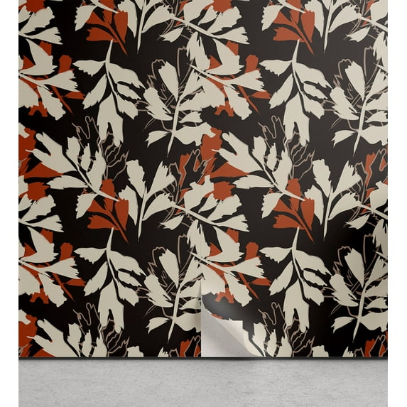 Ambesonne Leafy Peel & Stick Wallpaper for Home, Goth Leaves of Wilderness, 13"x36", Cinnamon Grey Yellow
