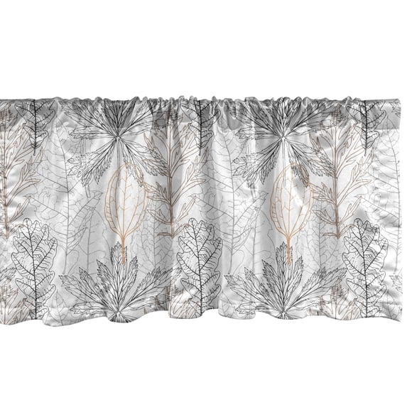 Ambesonne Leafy Window Valance, Minimal Tone Outline Leaves, 54" X 12", Sand Brown Warm Taupe