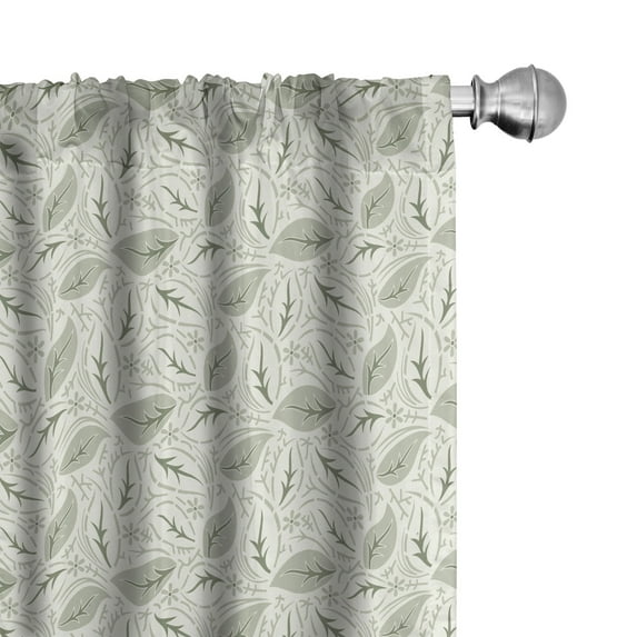 Ambesonne Leaves 4-Panel Curtains, Floral Motifs Ornate, 56"x63", Cream Sage Green