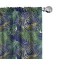 thumbnail image 1 of Ambesonne Leaves Window Curtains, Hawaiian Palm Leaves Design, Each 28" W x 63" L, Dark Blue Jade Green, 1 of 4