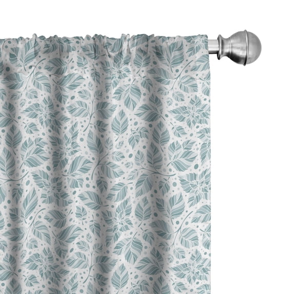 Ambesonne Leaves Window Curtains, Peppermint Foliage Dot, Each 28" W x 95" L, Slate Blue and Bluegrey