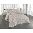 thumbnail image 1 of Ambesonne Leaves Art Quilted Bedspread Set 3 Pcs, Autumn Leafy Twigs Print, King, Pale Mauve and Pale Seafoam, 1 of 4