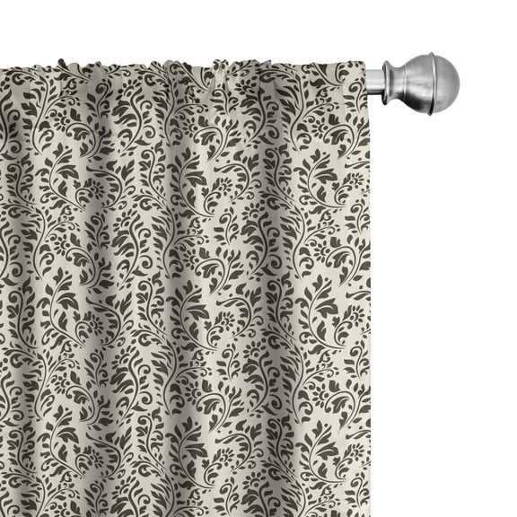 Ambesonne Leaves Curtains, Abstract Nature Swirls, Pair of 28"x84", Cream Dark Taupe