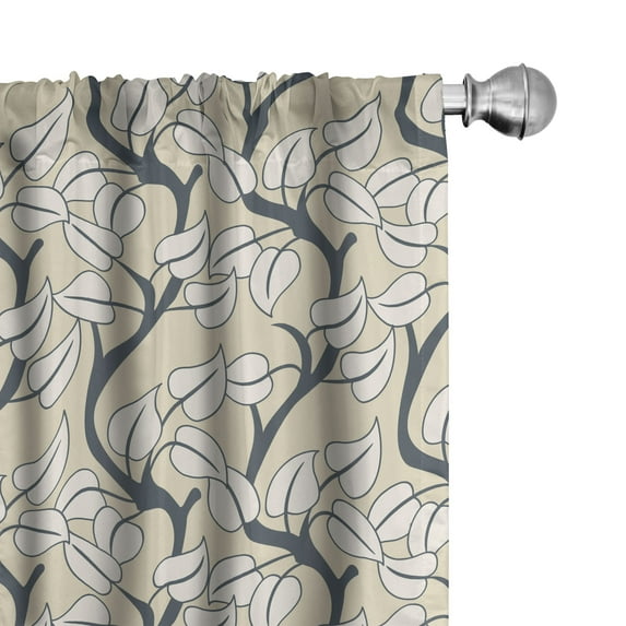 Ambesonne Leaves Curtains, Flourishing Branches, Pair of 28"x63", Cadet Blue Coconut Cream