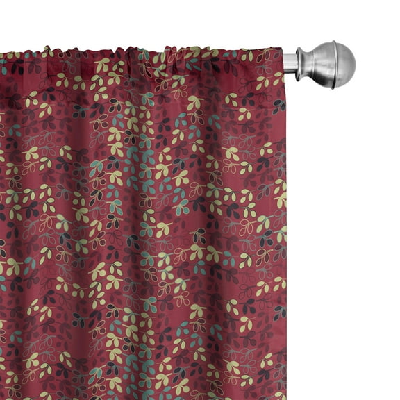 Ambesonne Leaves Curtains, Foliage Silhouette Motif, Pair of 28"x63", Multicolor