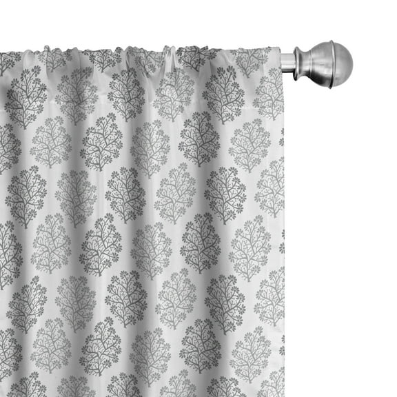 Ambesonne Leaves Curtains, Greyscale Foliage Design, Pair of 28"x84", Grey White Pale Grey