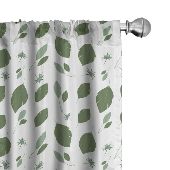 Ambesonne Leaves Curtains, Nature Flitting Leaf, Pair of 28"x84", Green and White