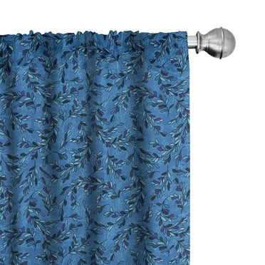 Ambesonne Leaves Curtains, Scenes from Nature, Pair of 28"x63", Blue and Violet Blue