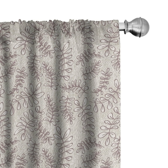 Ambesonne Leaves Curtains, Sketch Style Foliage, Pair of 28"x95", Taupe Beige