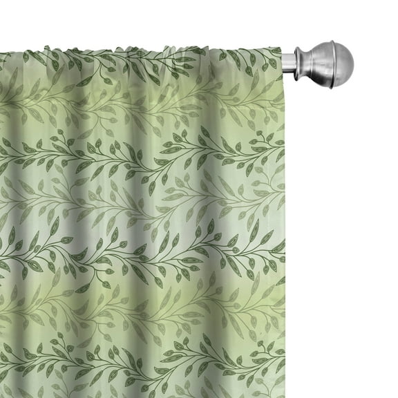 Ambesonne Leaves Curtains, Venetian Inspired Flora, Pair of 28"x63", Green Pale Green