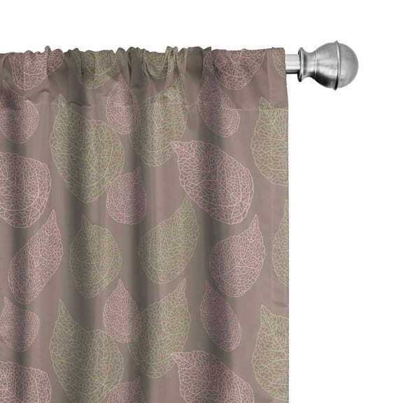 Ambesonne Leaves Curtains, Woodland Foliage Motifs, Pair of 28"x84", Pale Pink Umber