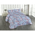 thumbnail image 1 of Ambesonne Leaves Design Quilted Bedspread Set 3 Pcs, XMas Themed Leafy Art, King, Pale Ruby Lavender Blue, 1 of 4