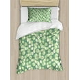 thumbnail image 1 of Ambesonne Leaves Duvet Cover Sets, Abstract Circular Motifs, 2-Twin, Laurel Green Pale Green, 1 of 3