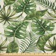 thumbnail image 1 of Ambesonne Leaves Fabric by the Yard Microfiber, Hawaiian Elements in Green, 5 Yards, Green Cream Pale Green, 1 of 1