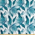 thumbnail image 1 of Ambesonne Leaves Fabric by the Yard Upholstery, Exotic Brazilian Foliage, 5 Yards, Aqua Dark Teal and White, 1 of 4