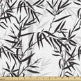 thumbnail image 1 of Ambesonne Leaves Fabric by the Yard Upholstery, Leaves Sticks Oriental, 1 Yard, Pale Grey Black White, 1 of 5