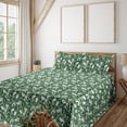 thumbnail image 1 of Ambesonne Leaves Fitted & Flat Sheet with Shams 4 Pcs Set, Tropical Botany Leafy Garden, Full, Green Cinnamon and White, 1 of 5