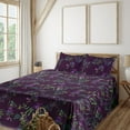 thumbnail image 1 of Ambesonne Leaves Fitted & Flat Sheet with Shams 4 Pcs Set, Watercolor Modern Leaf Print, Full, Plum Fuchsia and Green, 1 of 5
